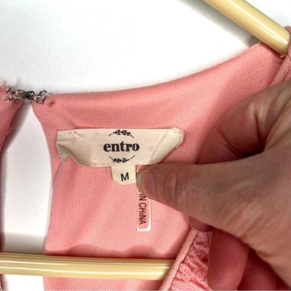 Entro Enchanting Light Pink Empire Waist Flutter Sleeve Babydoll Dress Sz Medium - Picture 6 of 17